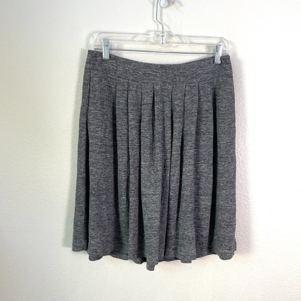 EILEEN FISHER‎ Womens XS Heather Gray 100% Linen Skirt Pleated Pull On
